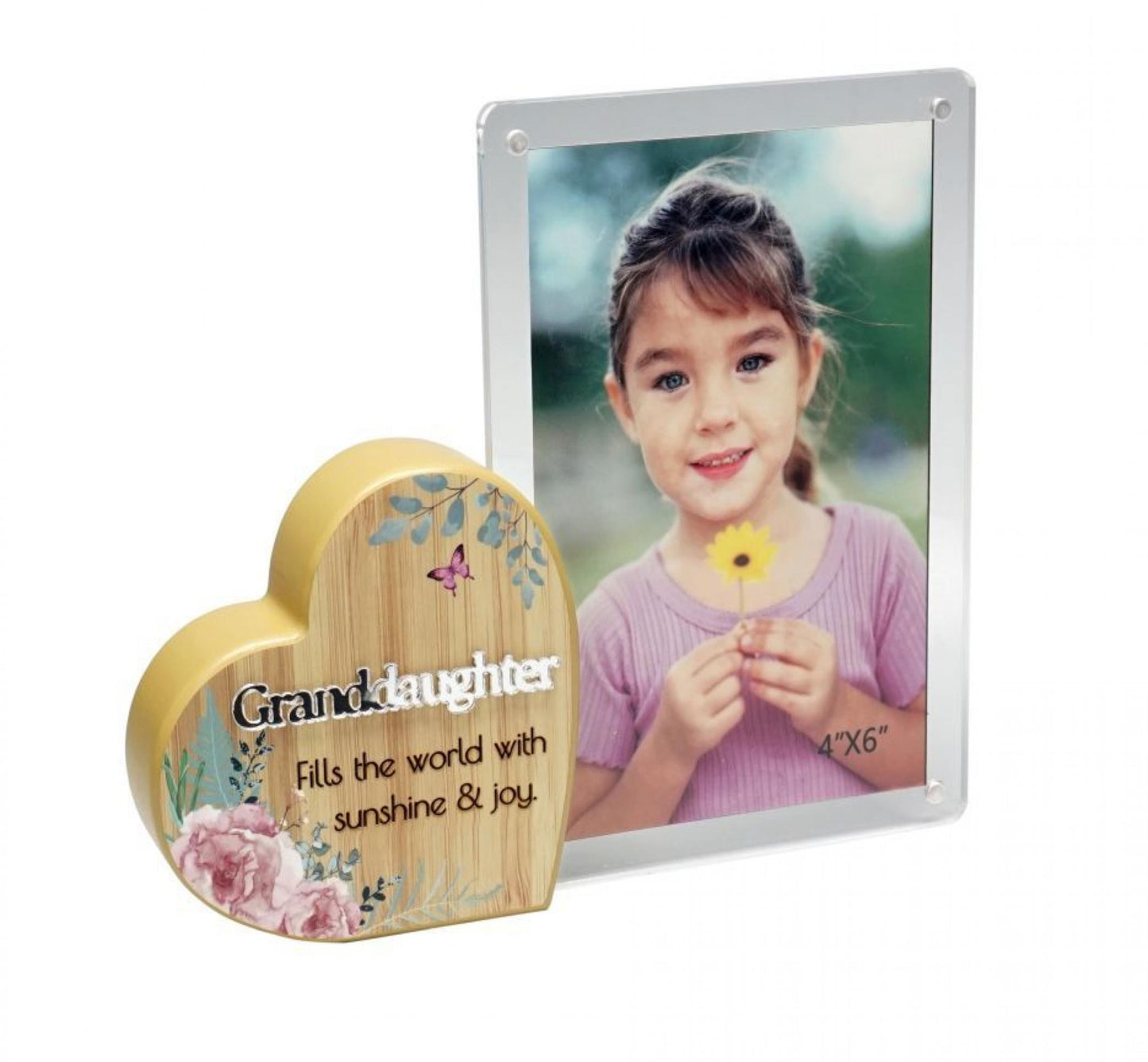 Heart With Text And Clear Photo Frame- Granddaughter Photo Frame