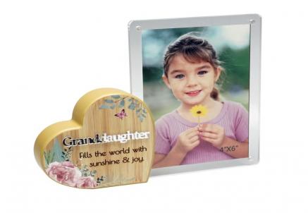 Heart With Text And Clear Photo Frame- Granddaughter Photo Frame