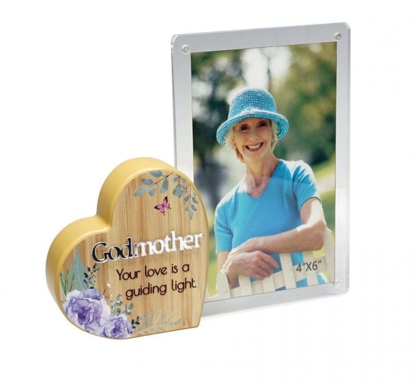 Heart With Text And Clear Photo Frame- Godmother Photo Frame