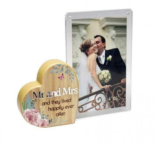 Heart With Text And Clear Photo Frame- Mr And Mrs Photo Frame