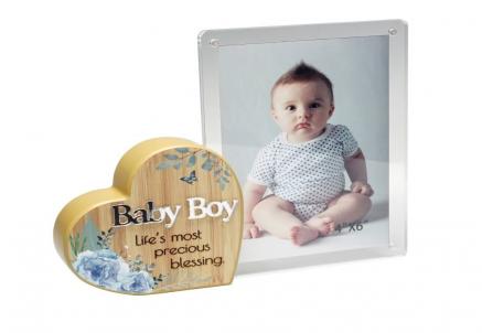 Heart With Text And Clear Photo Frame- Baby Boy Photo Frame