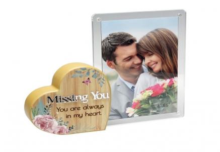 Heart With Text And Clear Photo Frame- Missing You Photo Frame