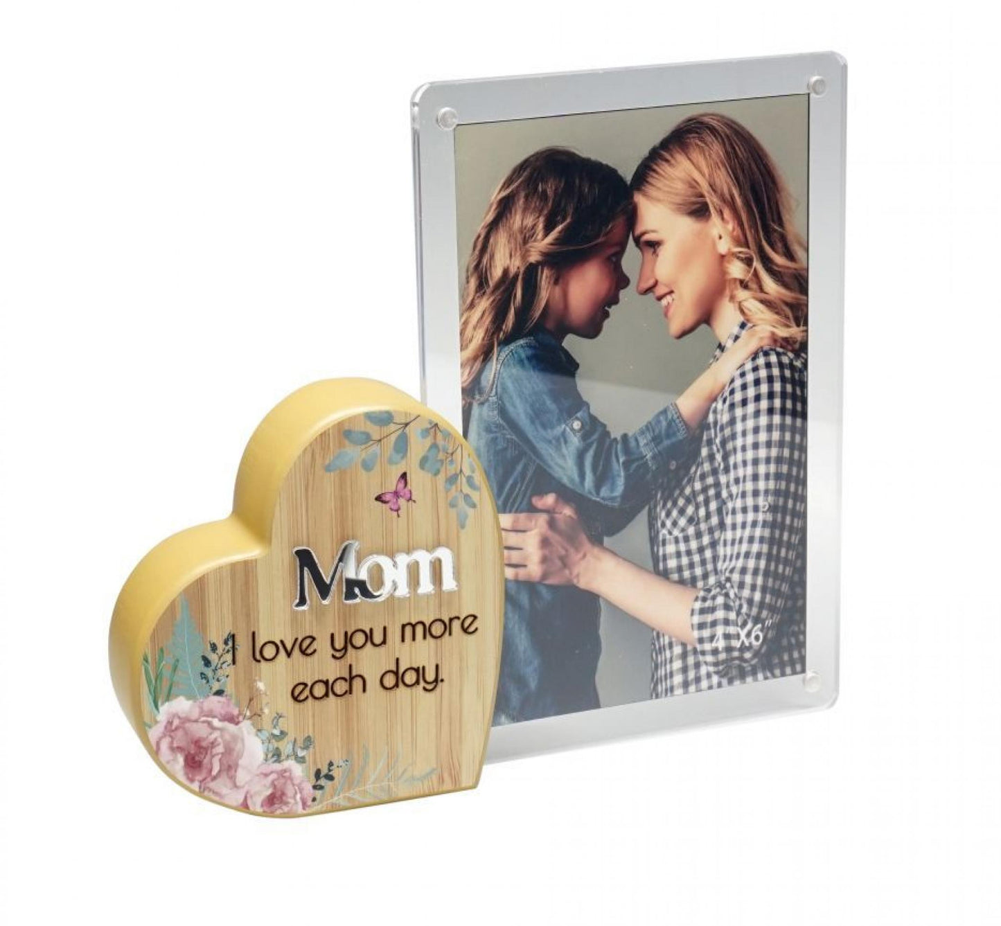 Heart With Text And Clear Photo Frame- Mom Photo Frame