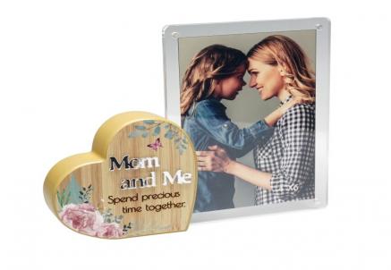 Heart With Text And Clear Photo Frame- Mom And Me Photo Frame