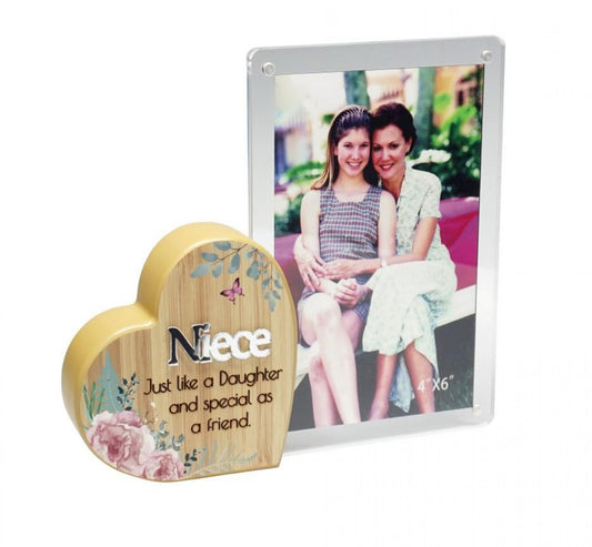 Heart With Text And Clear Photo Frame- Niece Photo Frame