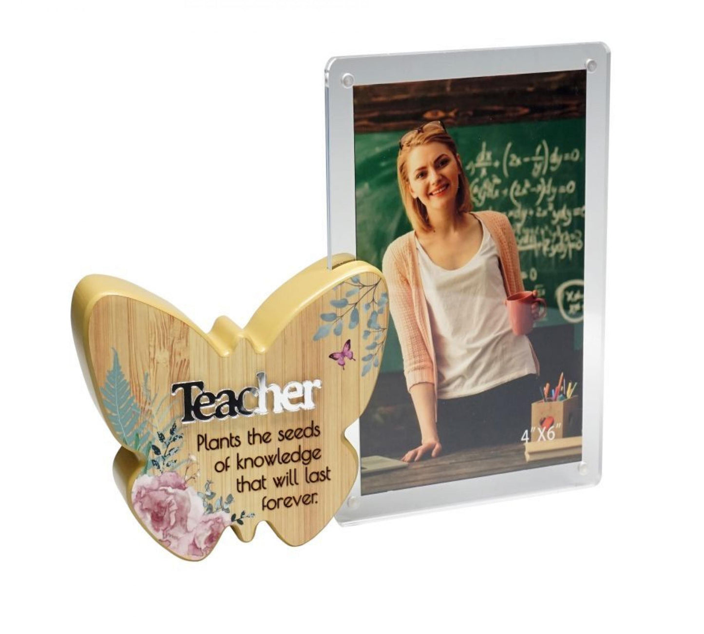 Butterfly With Text And Clear Photo Frame- Teacher Photo Frame