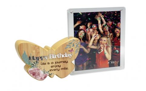 Butterfly With Text And Clear Photo Frame- Happy Birthday Photo Frame