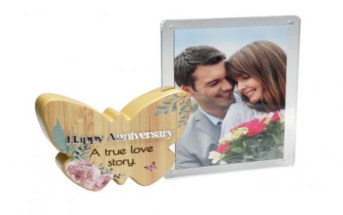 Butterfly With Text And Clear Photo Frame- Happy Anniversary Photo Frame