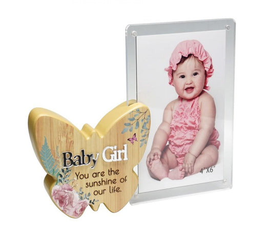 Butterfly With Text And Clear Photo Frame- Baby Girl Photo Frame