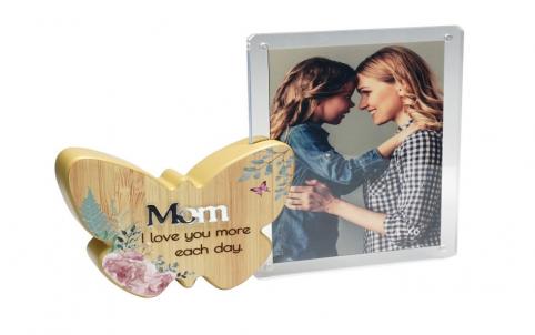 Butterfly With Text And Clear Photo Frame- Mom Photo Frame