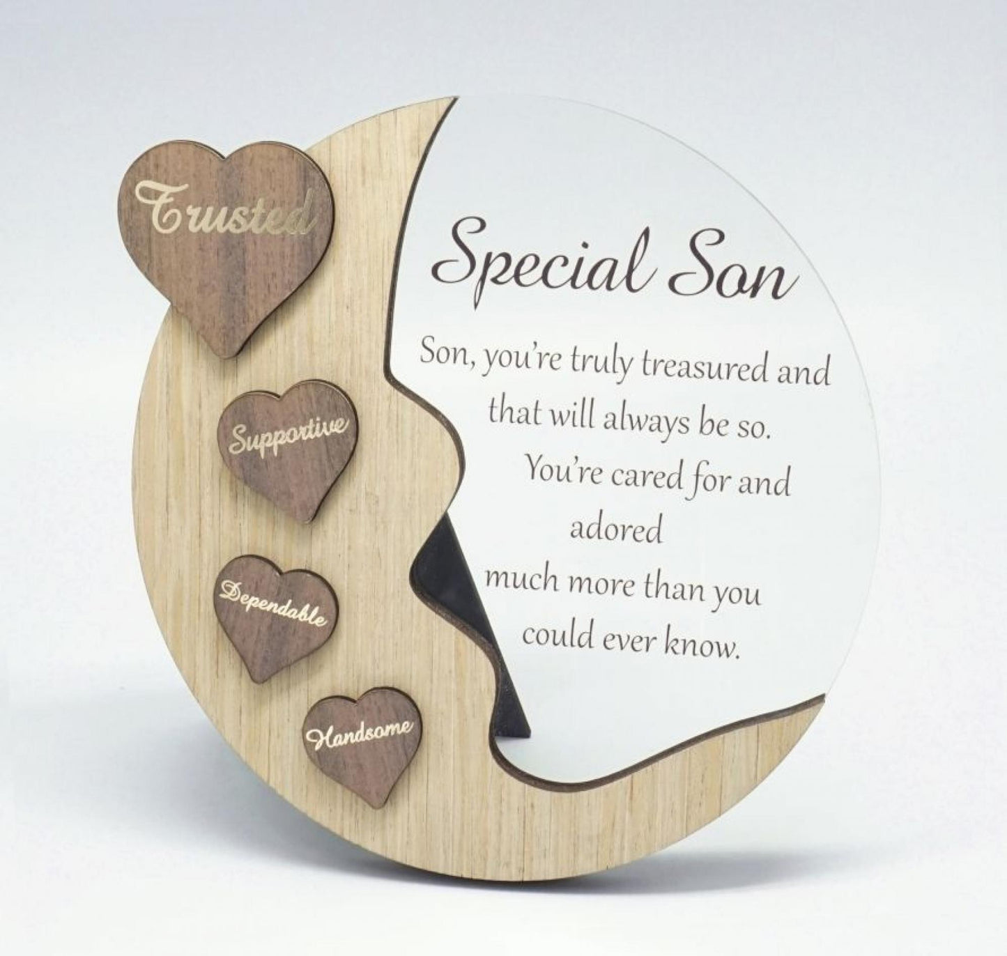 Moon With Words On Hearts And Text Message- Special Son Plaque