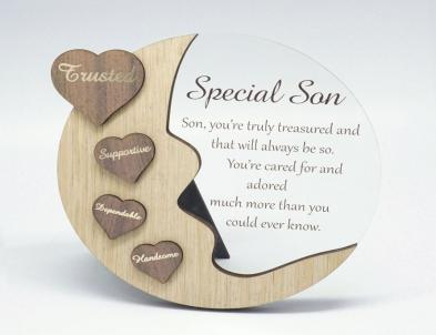 Moon With Words On Hearts And Text Message- Special Son Plaque