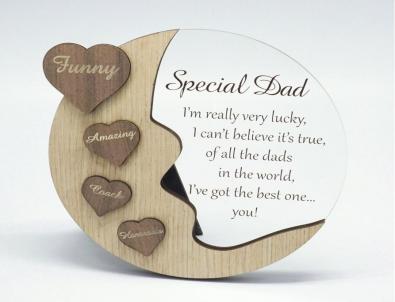 Moon With Words On Hearts And Text Message- Special Dad Plaque