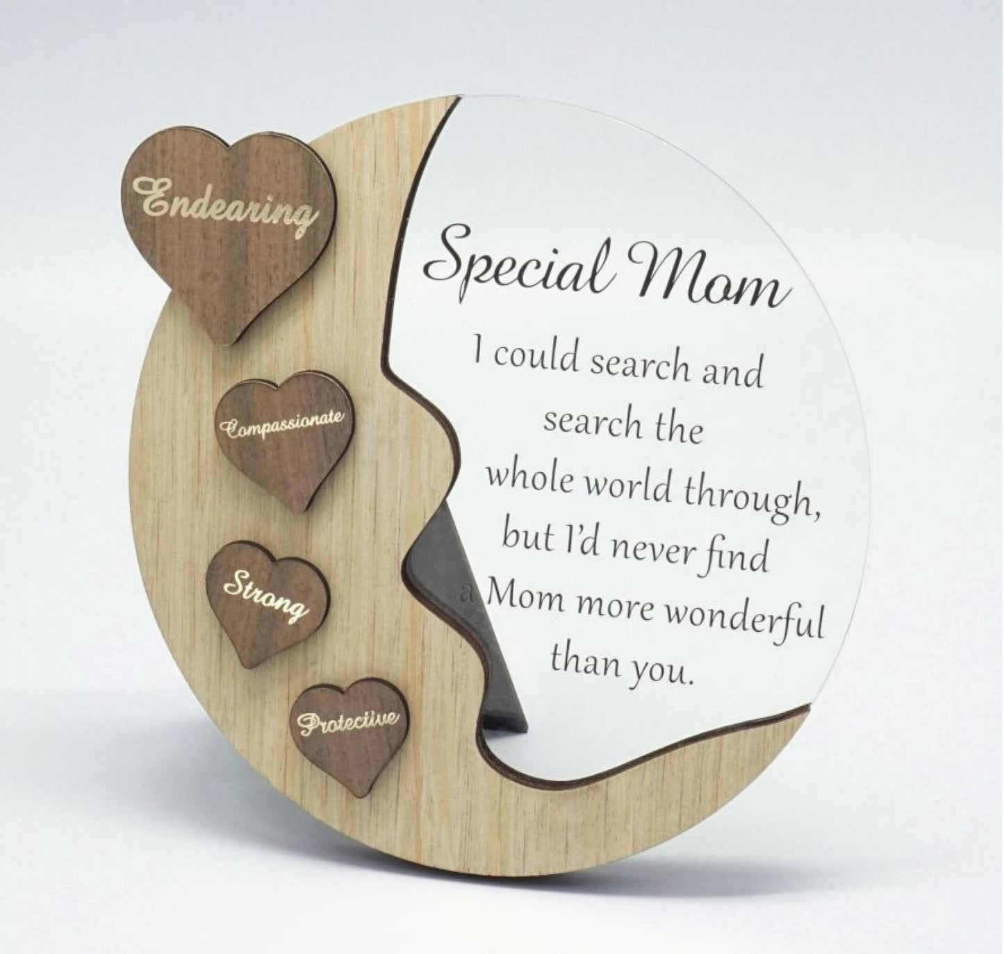 Moon With Words On Hearts And Text Message- Special Mom Plaque