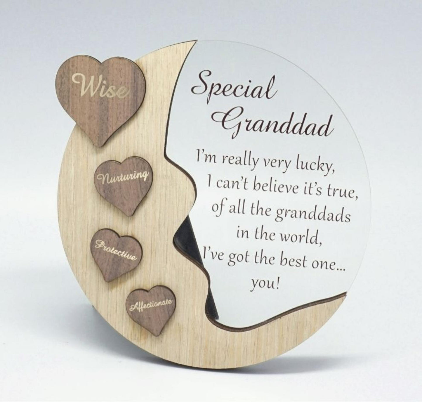 Moon With Words On Hearts And Text Message- Special Granddad Plaque