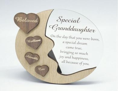 Moon With Words On Hearts And Text Message- Special Granddaughter Plaque