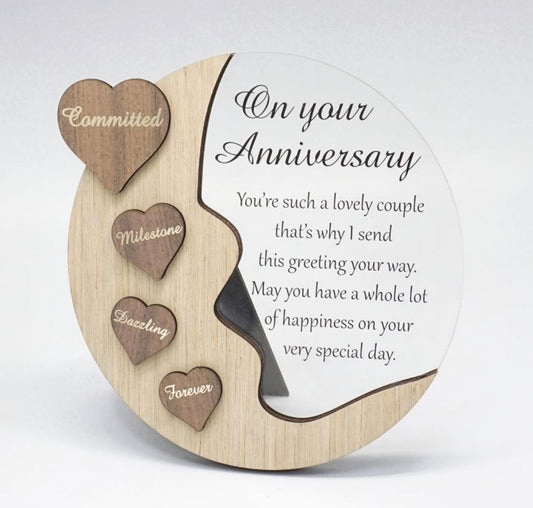 Moon With Words On Hearts And Text Message- On Your Anniversary Plaque