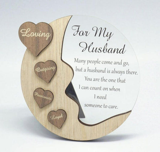 Moon With Words On Hearts And Text Message- For My Husband Plaque