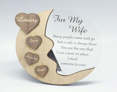 Moon With Words On Hearts And Text Message- For My Wife Plaque