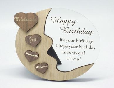 Moon With Words On Hearts And Text Message- Happy Birthday Plaque