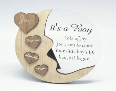 Moon With Words On Hearts And Text Message- It'S A Boy Plaque