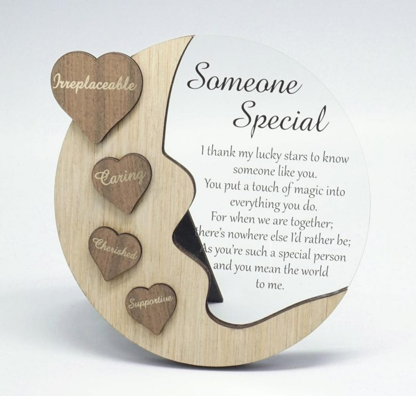 Moon With Words On Hearts And Text Message- Someone Special Plaque