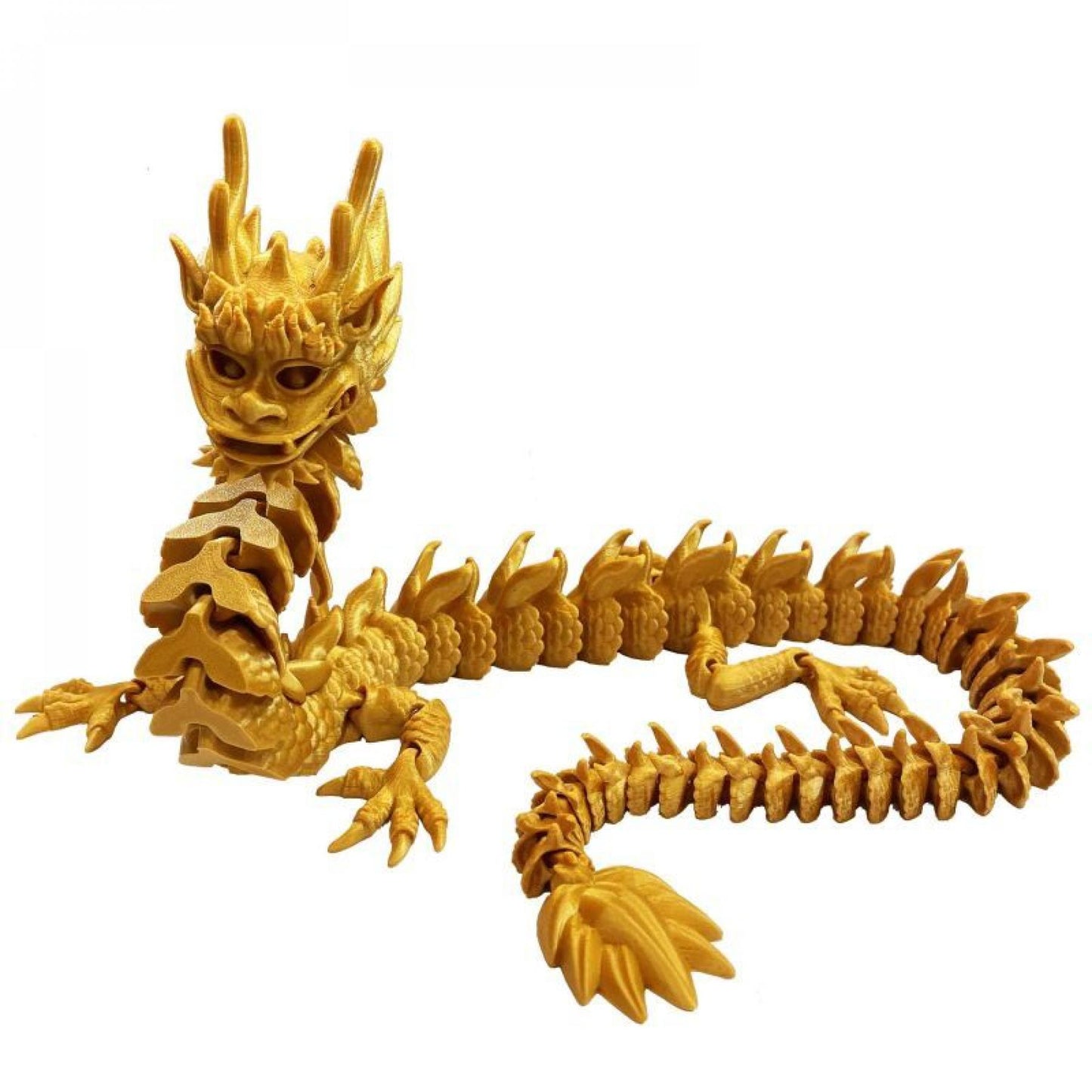 3D Printed Gold Color Imperial Dragon Figurine