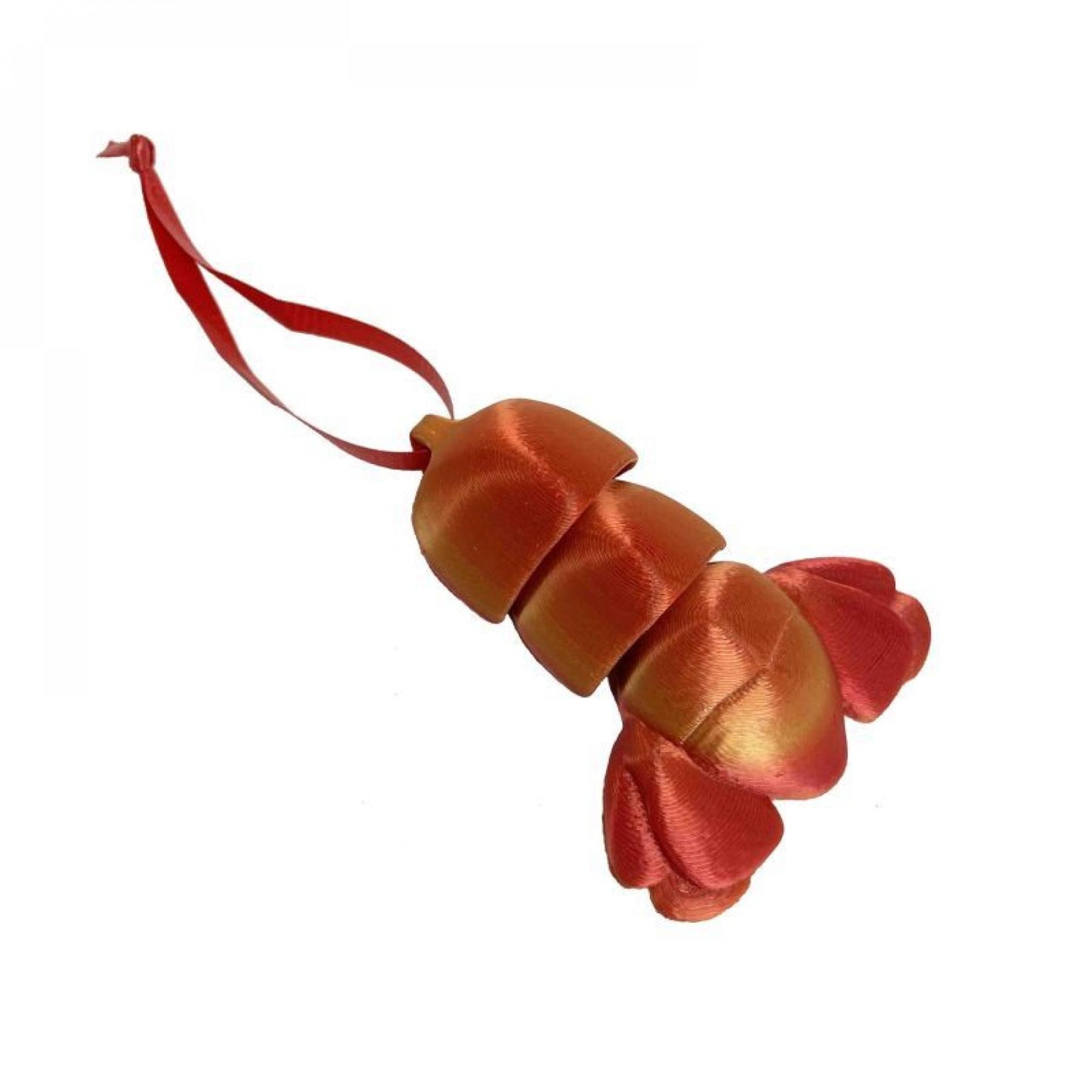 Red And Gold Short Lobster Tail 3D Printed Ornaments