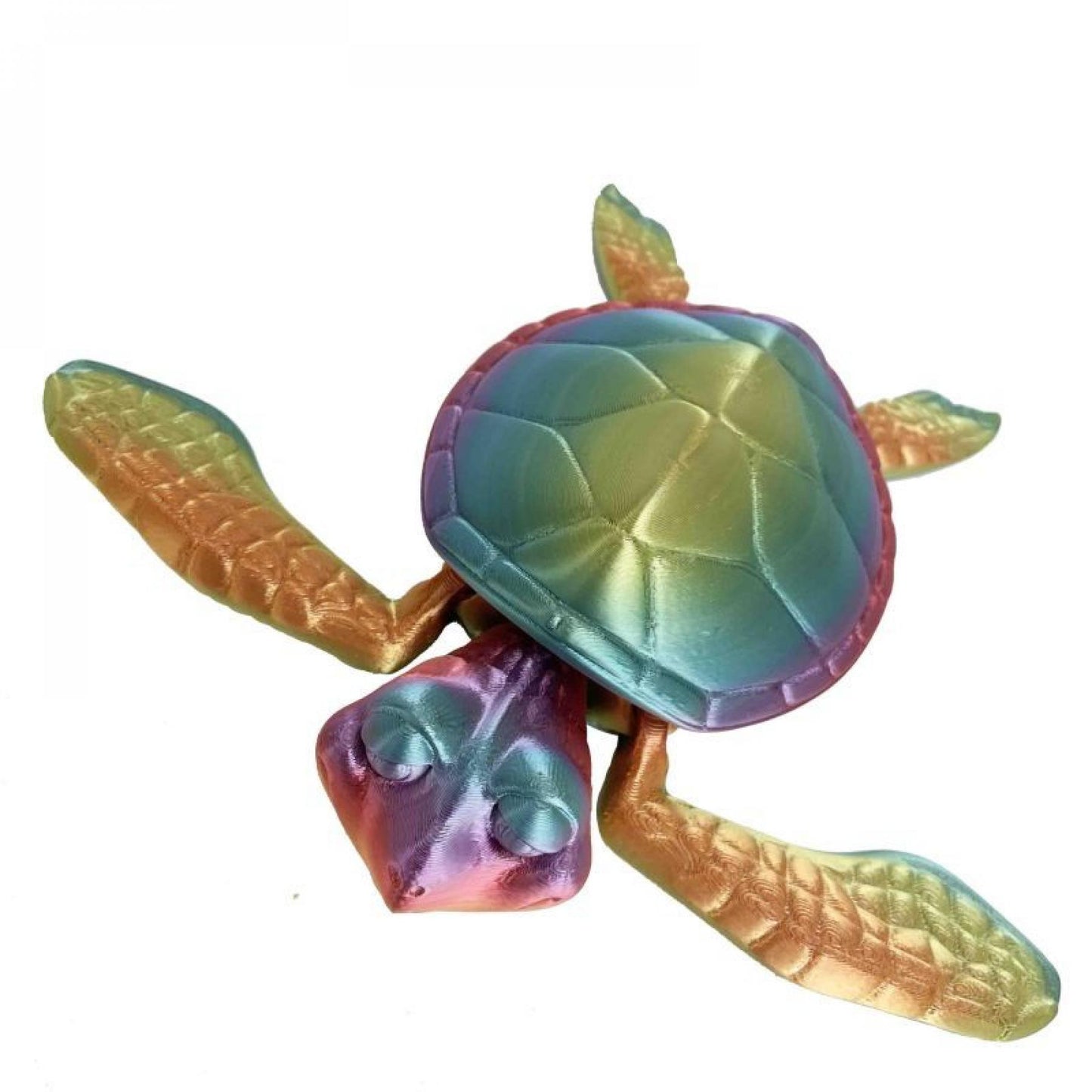 3D Printed Rainbow Color Turtle Figurine