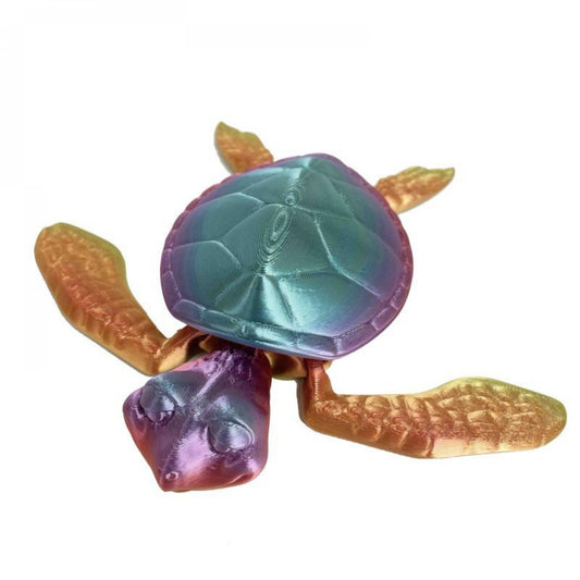 3D Printed Rainbow Color Turtle Figurine