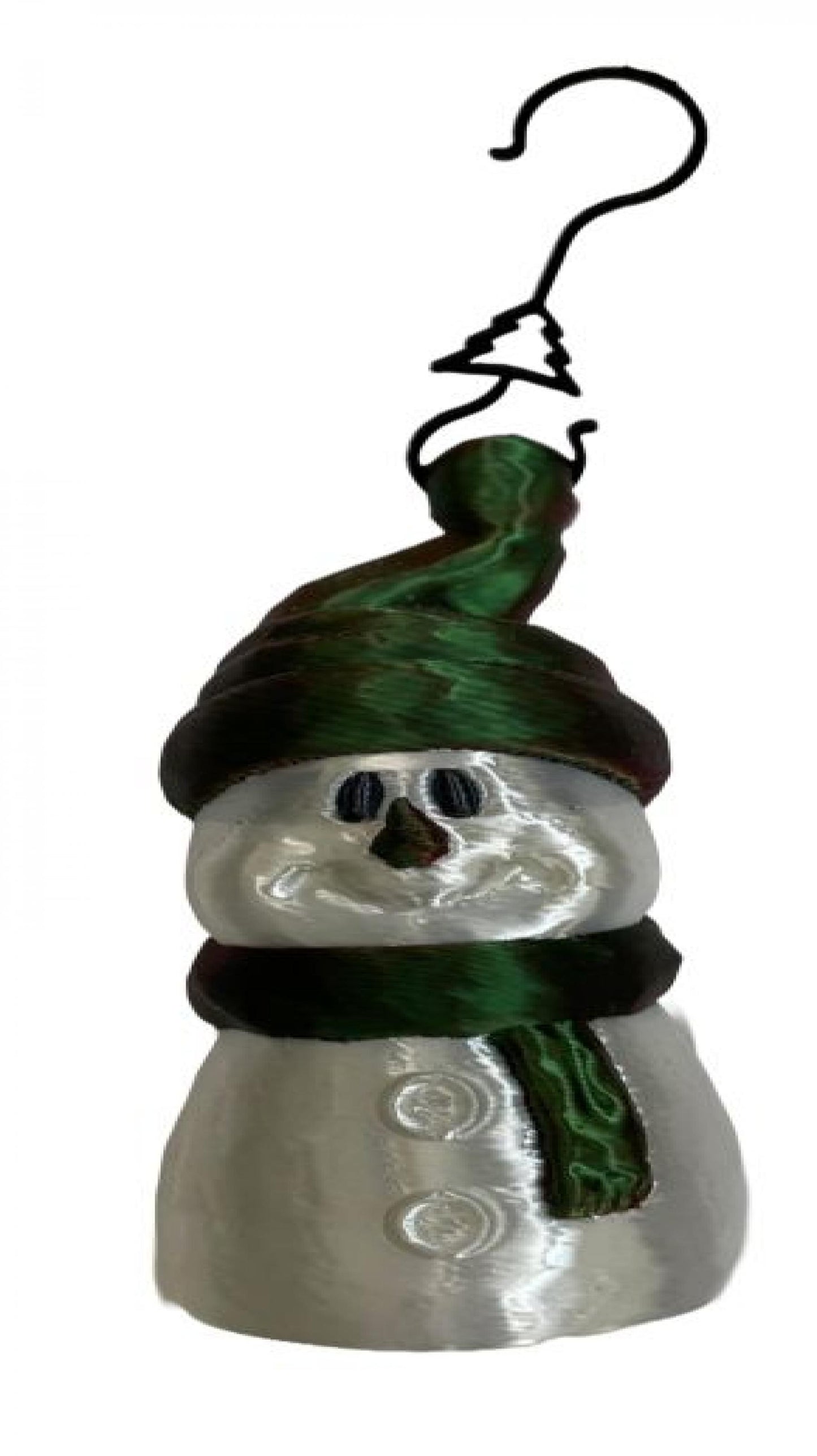 3D Printed Snowman In A Green Cap And Scarf Ornaments