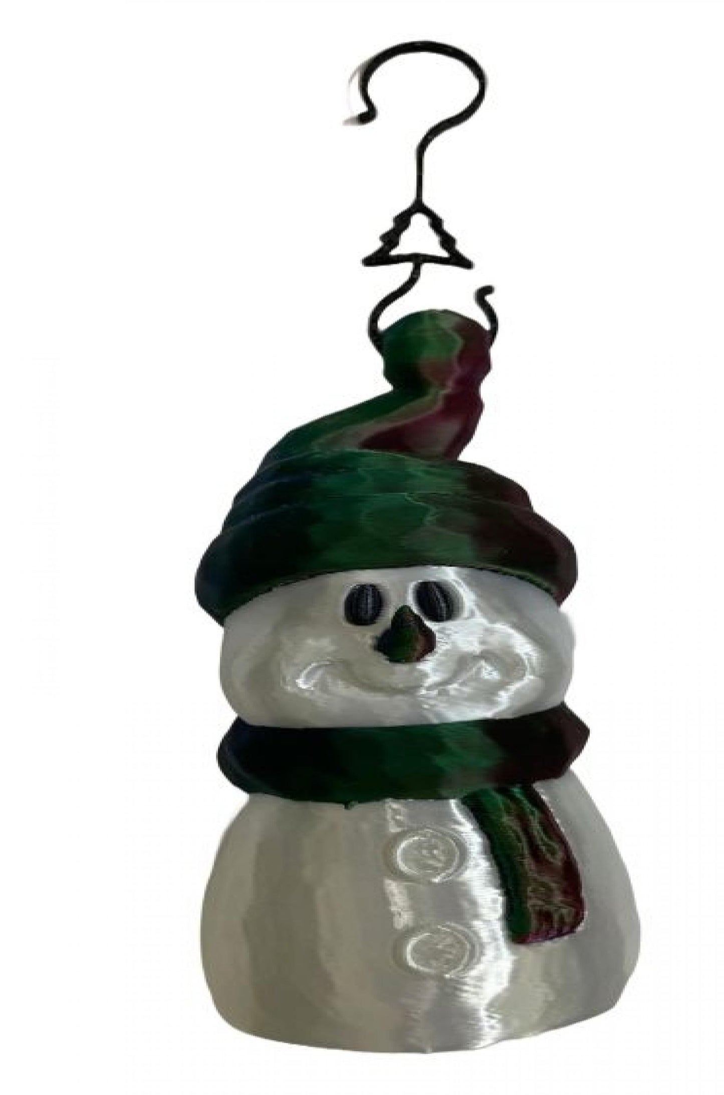 3D Printed Snowman In A Green Cap And Scarf Ornaments