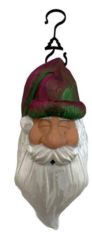 3D Printed Santa In A Red And Green Cap Ornaments