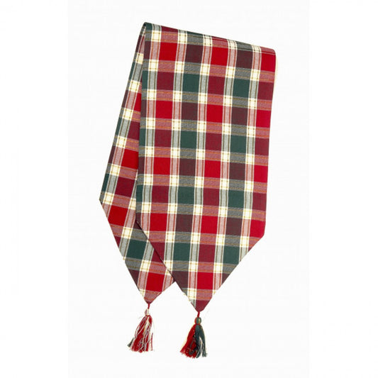 13x54" Santa Clara Check Pattern With Tassels Table Runner