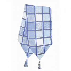 13x72" Snow Flakes Check Pattern With Tassels Table Runner