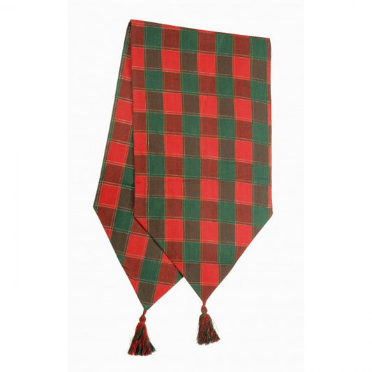 13x54" Syracuse Check Pattern With Tassels Table Runner
