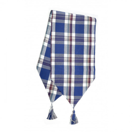 13x54" Lakewood Check Pattern With Tassels Table Runner