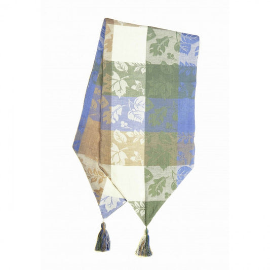13x54" Oak Shale Check Pattern With Tassels Table Runner