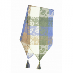 13x54" Oak Shale Check Pattern With Tassels Table Runner