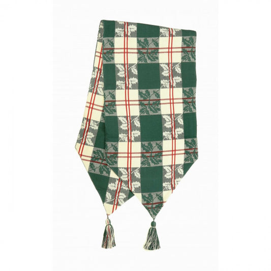 13x54" Holly Check Pattern With Tassels Table Runner