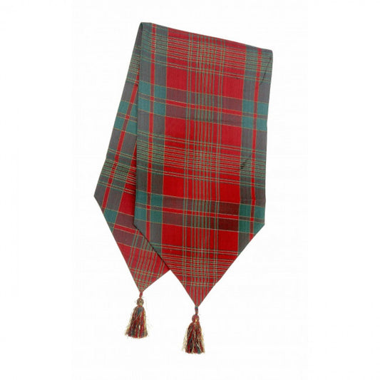 13x54" Dover Check Pattern With Tassels Table Runner