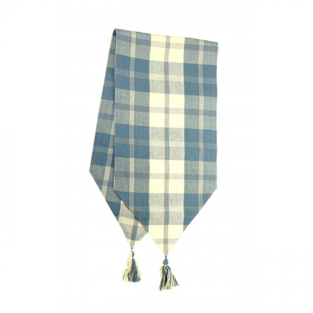 13x54" Meridain Check Pattern With Tassels Table Runner