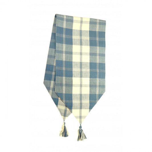 13x54" Meridain Check Pattern With Tassels Table Runner