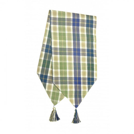 13x54" Sea Queen Check Pattern With Tassels Table Runner