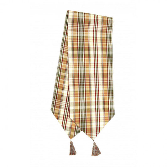 13x54" Rosemary Check Pattern With Tassels Table Runner