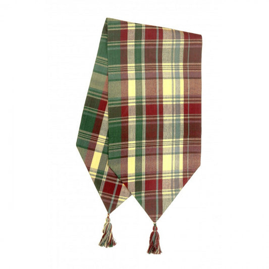 13x54" Kargil Check Pattern With Tassels Table Runner