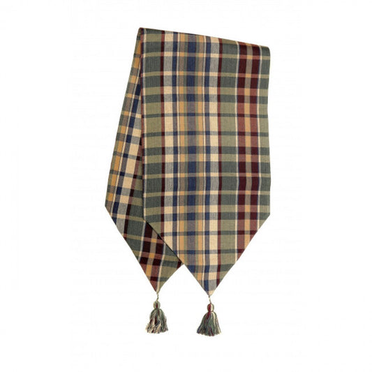 13x54" Army Check Pattern With Tassels Table Runner