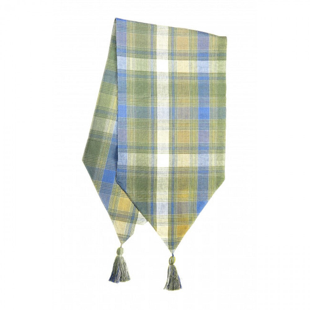 13x54" Montari Check Pattern With Tassels Table Runner