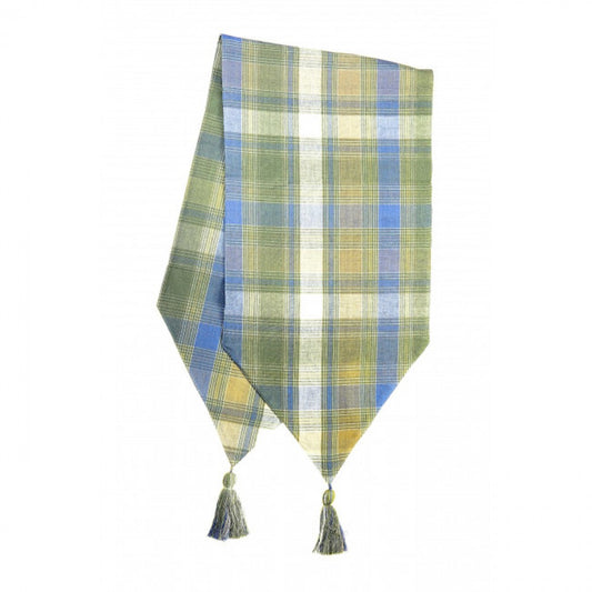 13x54" Montari Check Pattern With Tassels Table Runner