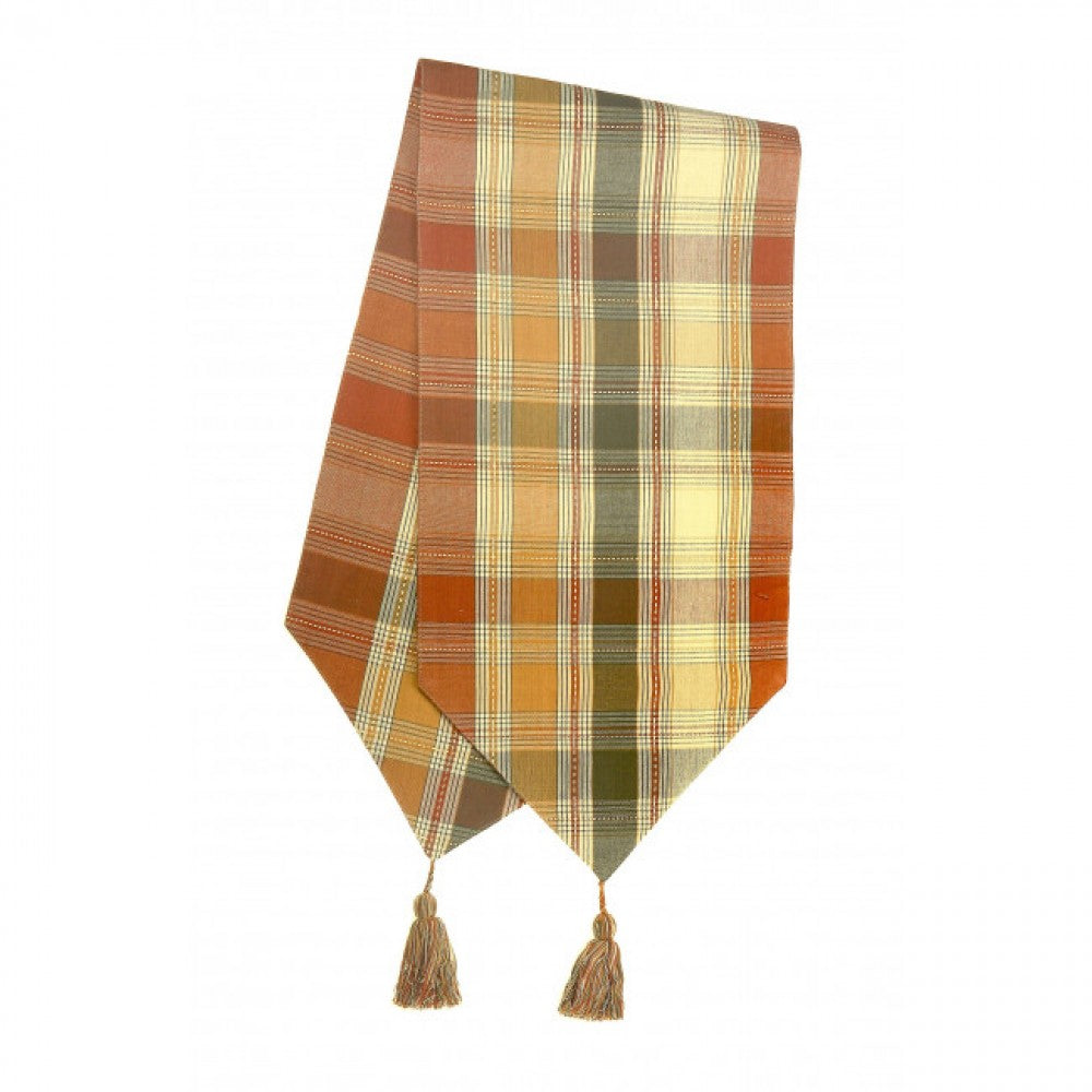 13x54" Cyprus Check Pattern With Tassels Table Runner